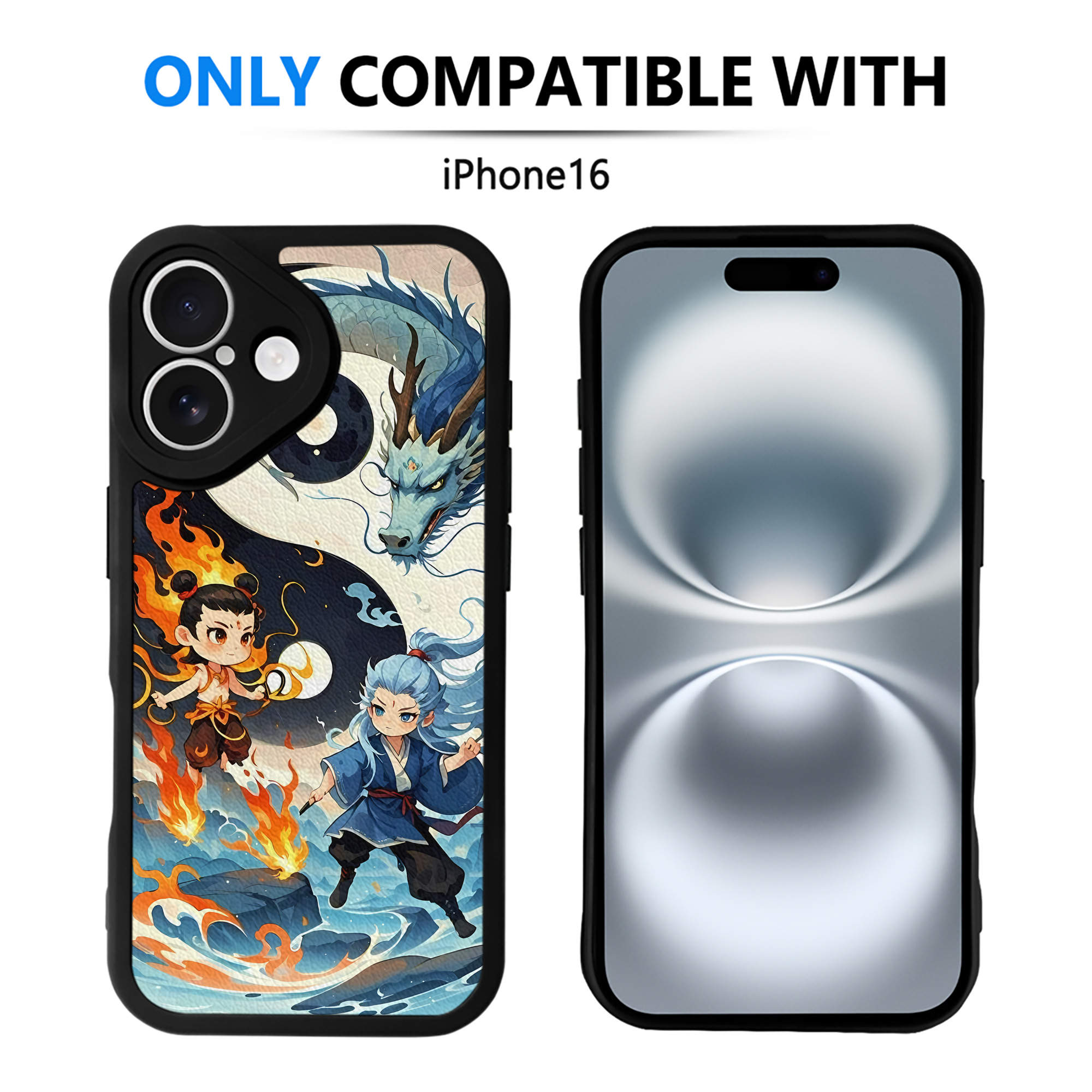 （画像用） Ne Zha 2 ナタ 魔童の大暴れ 【iPhone 16シリーズ対応】シリコンスマホケース（レザー調） 材質：シリコン